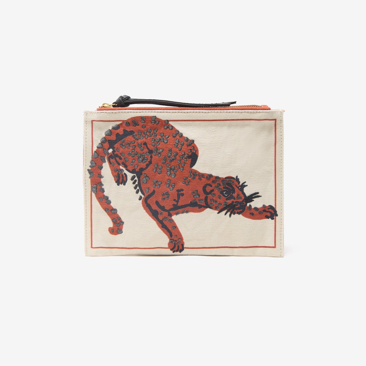 Astuccio ricamato - Feline - Arancione