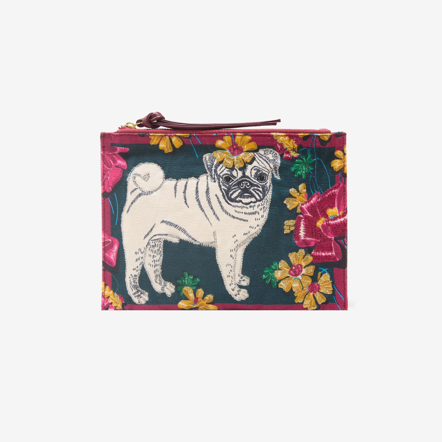 Embroidered Pouch - Toutou - Emerald