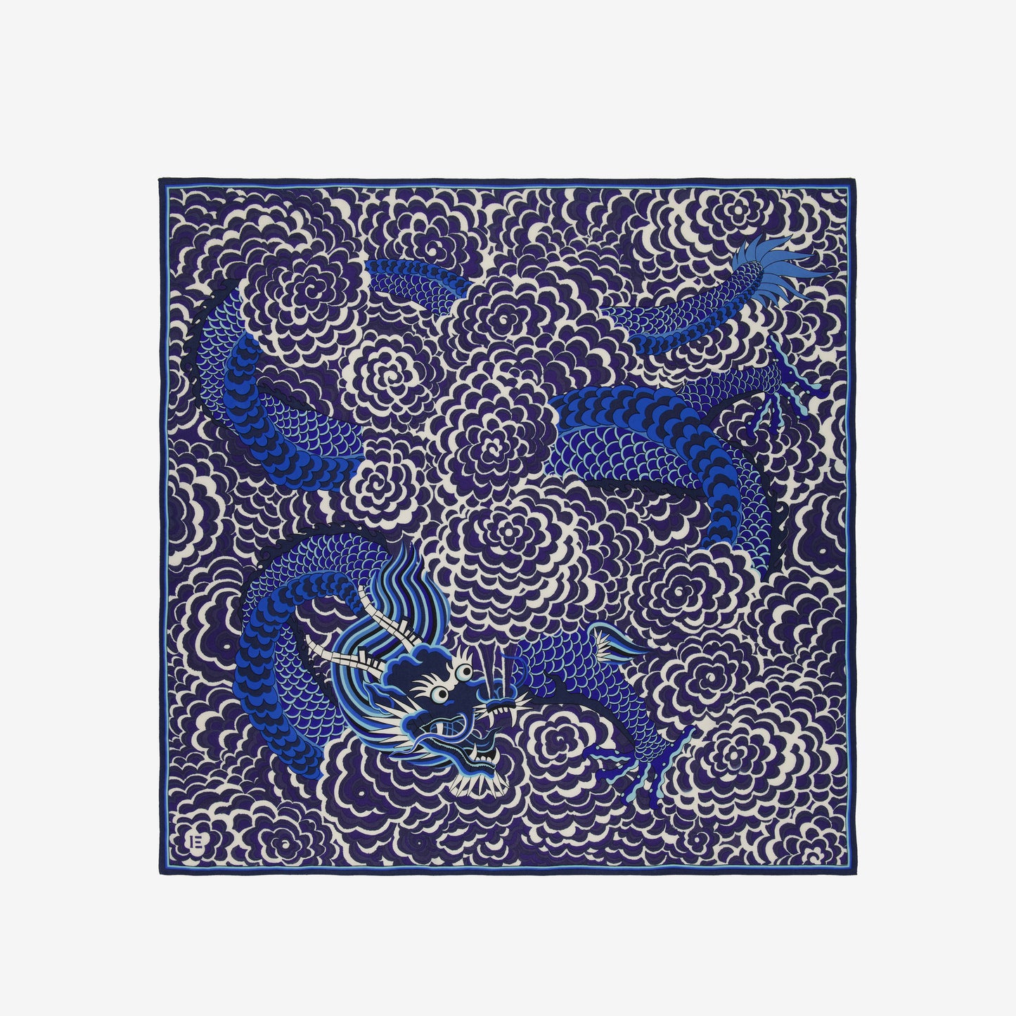Quadratisches Tuch 100 - Dragon - Blau