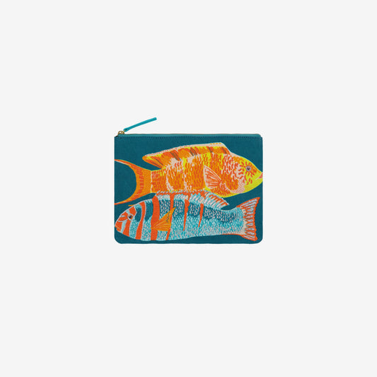 Embroidered Pouch - Tango - Blue